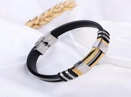 Men Bracelet Fashion Jewelry Mens Bracelets Punk Silicone Stainless Steel Charm Cool Men039s Band Bangle Wristbands Gifts For M5955892