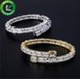 Hip Hop Jewellery Cuff Women Mens Bracelets Iced Out Diamond Bangles Gold Silver Fashion Bracelet Luxury Designer Cubic Zirconia Jew2846428