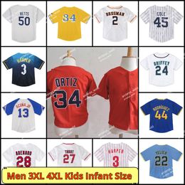 Infant Baby Kids Size Baseball Jersey David Ortiz Corey Seager Judge Freeman Rodriguez Acuna Jr. Jose Altuve Bregman Harper Men Big Size toddler preschool Jerseys