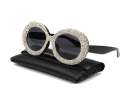 Sunglasses Luxury Oversized Women Vintage Rhinestones Sun Glasses Round Frame Gradient Mirror Shades For Oculos7092123