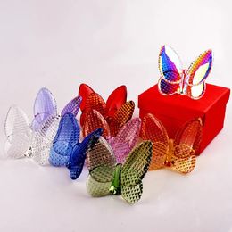 Glass Crystal Lucky Butterfly Vibrantly With Bright Colour Ornaments Home Decor Butterfly Ornament Decoration Craft Ornament 240426