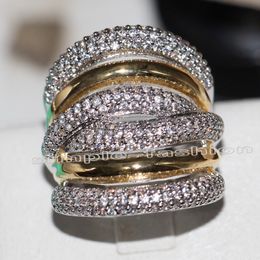 Fashion Jewelry Classic 236pcs Gem 5A Zircon stone 14KT White Yellow Gold Filled Engagement Wedding Band Ring Set Sz 5-11 289K
