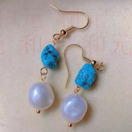 Dangle Earrings Natural White Freshwater Baroque Pearl Blue Turquoise Stud Party Silver Art Bohemian Beaded Crystal Minimalist