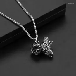 Pendant Necklaces Gothic Satan Goat Head Necklace Men Vintage Stainless Steel Egyptian Cross Fashion Jewelry Gift Wholesale