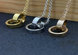 Pendant Necklaces Classic Love Necklaces C68 Double ring pendant designer Diamond Necklace Fashion womens gold silver torque with 8585870