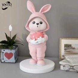 Decorative Objects Figurines Nordic Creative Cute Rabbit Office Desk Figurines Cartoon Home Decoration Home Accessories Arts and Crafts Supplies T240505