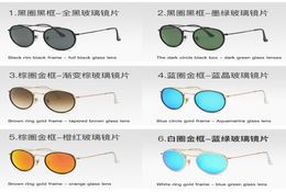 5pcs New Arrial Sunglasses Women Men Metal Frame Double Bridge Glass Lense Retro Vintage Sun Glasses Goggle With Box Case5352527
