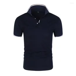 Men's Polos Summer Business Polo Shirt Solid Colour Cotton Short-sleeved Youth Casual Lapel T-shirt