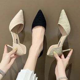 Ladies Shoes Basic Womens High Heels Sexy Party Pumps Women Pleated Slip on Pointed Toe Super Thin Heel 240429