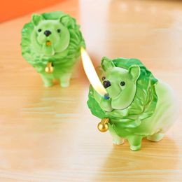 Cute Cabbage Dog Lighter Butane Without Gas Open Flame Creative Puppy Lighter