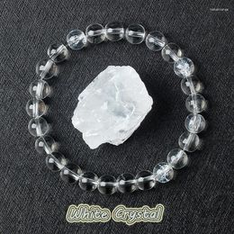 Strand Genuine Clear Quartz Bead Bracelet Women Men Natural Stone Rock Crystal Elastic Bangle Purify The Soul Yoga Meditation Jewellery