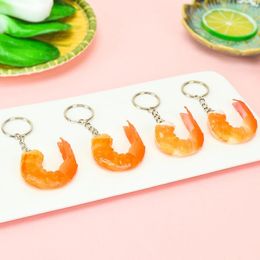 Keychains Funny Simulation PVC Shrimp Keychain Prawn Keyring Food Sea Animal Kid Toy Bag Backpack Ornament Woman Girl Jewelry Accessories