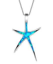 High Quality Beautiful Blue Fire Opal Starfish Pendant Solid 925 Sterling Silver Necklace For Women Jewellery Gift8476081