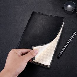 A5 Black PU Leather Minimalist Notebook With Pen Loop Classic Softcover Custom Blank Dot Grid Journal Undated Planner 240428