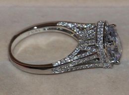 Size 511 Luxury Jewellery 8CT Big Stone White sapphire 14kt white gold filled GF Simulated Diamond Wedding Engagement Band Ring lov7773937