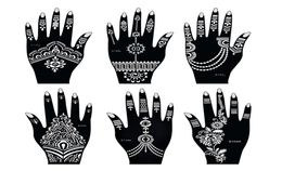 Henna Tattoo Stencils Mehndi India Henna Tattoo Stencil Kit for Hand Painting Finger Body Paint 6Pcs Temporary Tattoo Templates8766157