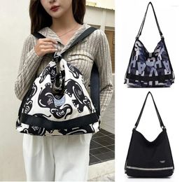 Drawstring Multifuntional Canvas Tote Bag Korean Japanese Style Large Capacity Sling Backpack Letter Printing Travel Women Girls