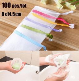 Hanging Nylon Soap Mesh Bag Mesh Net for Foaming Cleaning Bath Soap Net Bathe Cleaning Gloves Wholesale 100 PCs/Lot 240422
