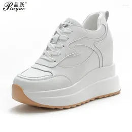 Casual Shoes Chunky Platform Outdoor Sneakers Women White Leather High Heels Woman Height Increasing Boots