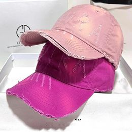 Ball Caps Ripped Rimmed Letter Baseball Hats For Men And Women Gradient Old Curved Brim Casual Versatile Sunscreen