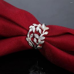 Cluster Rings 925 Sterling Silver Fine Retro Elegant Leaf For Women Luxury Fashion Party Wedding Accessories Jewellery Christmas Gifts