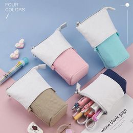 Storage Bags Retractable Pencil Case Corduroy PU Multifunctional Creative Pen Holder Cute Simple Solid Colour Pencils Pouch Bag