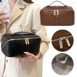 Cosmetic Bags Snakeskin Pattern Bag PU Leather Toiletry Large Capacity Makeup Organiser Storage Open Flat For Women And Girls