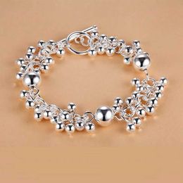 Chain Fine Ball 925 Sterling Silver Charm Bracelets for Women Classic Party Wedding Noble Jewellery Christmas Gifts H240504