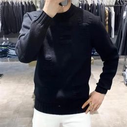 Men's Sweaters Crewneck White Pullovers Round Collar Man Clothes Green Knitted For Men Japanese Retro A Plus Size Thick Winter X