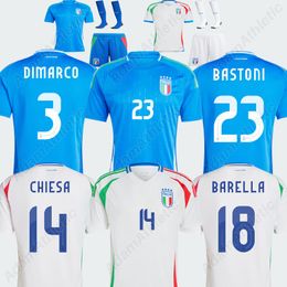 BARELLA soccer Jersey 2024 Maglia Gli Azzurri BASTONI DIMARCO CHIESA fooball shirts 24 25 kids kit RASPADORI IMMOBILE PELLEGRINI JORGINHO jerseys player version