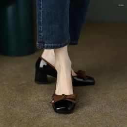 Dress Shoes Office Square Toe With Medium Heels Chunky Japanese Style Lolita Mary Jane Cute Woman Footwear Bow Kawaii For Women Gothic