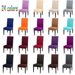 24 Colour Chair Cover Spandex Stretch Elastic Slipcovers Solid Colour Chair Covers For Dining Room Kitchen Wedding Banquet Hotel 266F