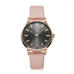 Wristwatches Simple Lady Women's Watch Miyota Mov't Fine Fashion Hours Bracelet Real Leather Clock Girl's Birthday Gift Julius Box