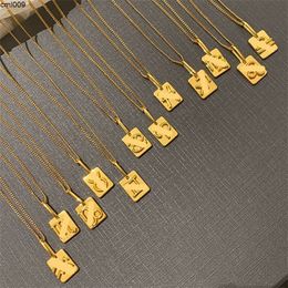 Designer Celi Pendant Necklaces for Woman Gold-plated Suitable Europe and America Constellation Plate Square Necklace Jewelry Gift
