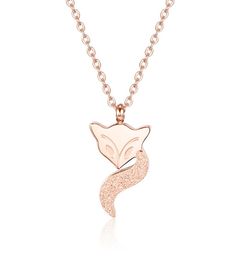 Titanium Steel Frosted Matt Fox Pendant Clavicle Chain Choker Necklace Rose Gold Gift for Women Girls5147112