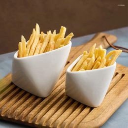 Dinnerware Sets Folded Edge French Fries Cup Home Ceramic Cooking Bowl Creative Features El Tableware Snack Plate Dipping Saucer