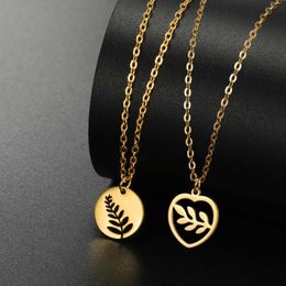 Pendant Necklaces Cazador Leaves Womens Pendant Necklace 2024 Stainless Steel Jewellery Gold Necklace Bohemian Birthday Gift Wholesale Q240430