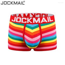 Underpants Jockmail 2024 Sexy Underwear Men Boxer Rainbow Stripe Boxershorts Low-Rise Breathable Pouch Gay Calzoncillos Hombre Slips