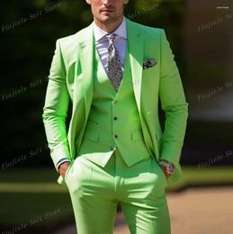 Men's Suits Light Green Men Business Suit Groom Groomsman Prom Party Wedding Formal Occasion Tuxedos 3 Piece Set Jacket Vest Pants