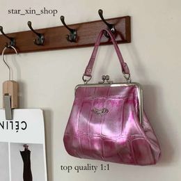 viviane westwood bag Fashion Pink Chain Bag Designer Bag Bowling Bag Punk Style 2024 New Trendy Dark Shoulder Underarm Chain Hobo Bags 5497