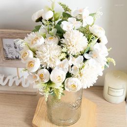 Decorative Flowers Artificial Flower Rose Bouquet Home Accessories Wedding Party Scrapbook Fake Foam Hydrangea DIY Arch Background Wall