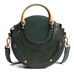 Shoulder Bags 2024 Scrub PU Leather Round Crossbody For Women Rivet Fashion Bag Female Rivets Messenger