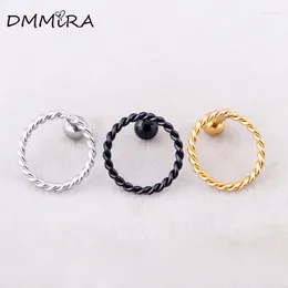 Stud Earrings Fashion Punk Round Ear Studs Colour Gold Black Stainless Steel Twisted Geometric Circle Jewellery For Men Women