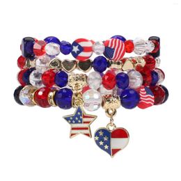 Strand Love Heart & Star Shape Pendant Beaded Bracelet Boho Style Multilayer Colourful Hand Jewellery Decor Independence Day Decoration
