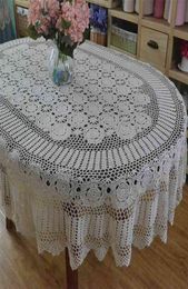 Handmade Crochet Table Cloth Oval Dinner cloth Crocheted Lace Cotton table cloth Long cover 2108247718834
