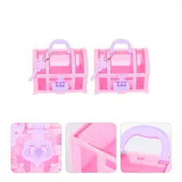 Jewellery Pouches Little Girl Girls Toys 2Pcs Toy Princess Keepsake Treasure Chest Makeup Case Organiser Pretend Play