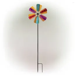 Decorative Figurines Metal Wind Spinner Garden Stake With 12 Bejewelled Blades Outdoor Yard Decor Colourful Vibrant Motion Easy Installation