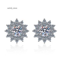 925 Silver Fine Jewellery Earrings 1ct Moissanite Diamond Simulated Round Stud Earrings Moon and Stars Ear Studs