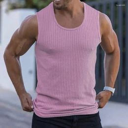 Men's Tank Tops Summer Sleeveless Top Men Gym Wide Shoulder Knitted Stripe Fitness Sports Leisure Fit For Clothing