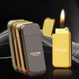 DOLPHIN Mini Grinding Wheel Lighter Butane Without Gas Open Flame Cigarette Lighter